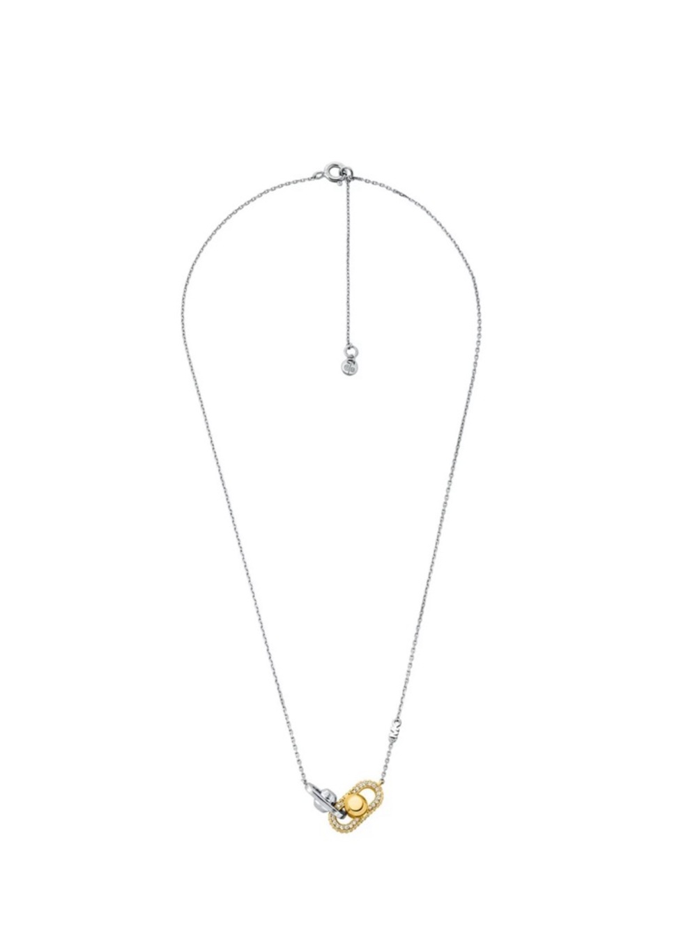 Michael Kors Astor Link Precious Metal-Plated Tone Sterling Silver Pavé Necklace - Picture 3 of 8